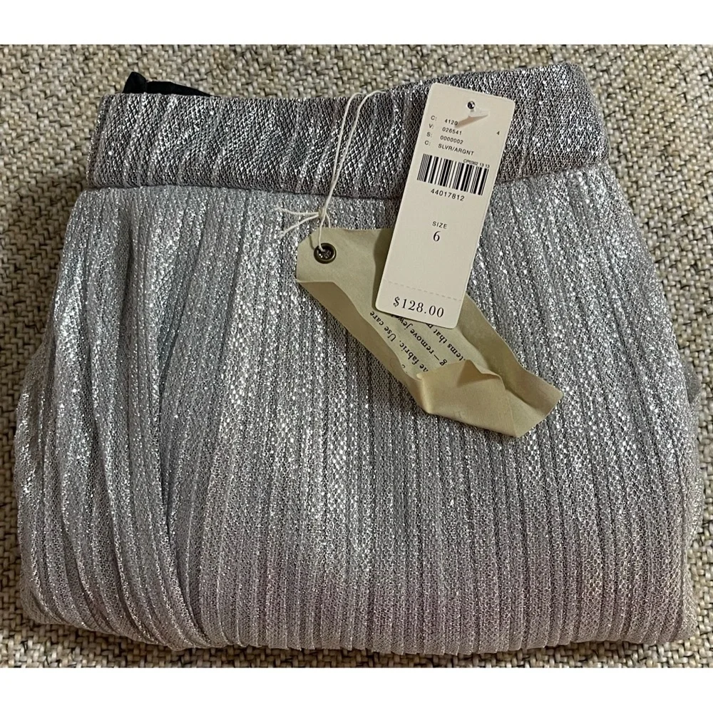 Anthropologie Maeve Metallic Silver Skirted Pants NWT Size 6 (Small) - Picture 8 of 13